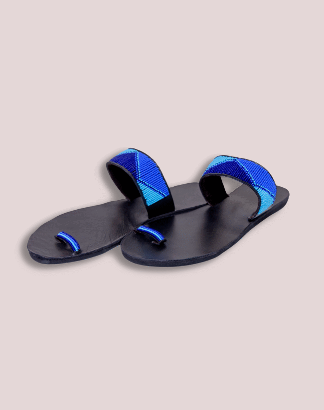 Pampered feet blue leather glass bead Footwear - Image 2