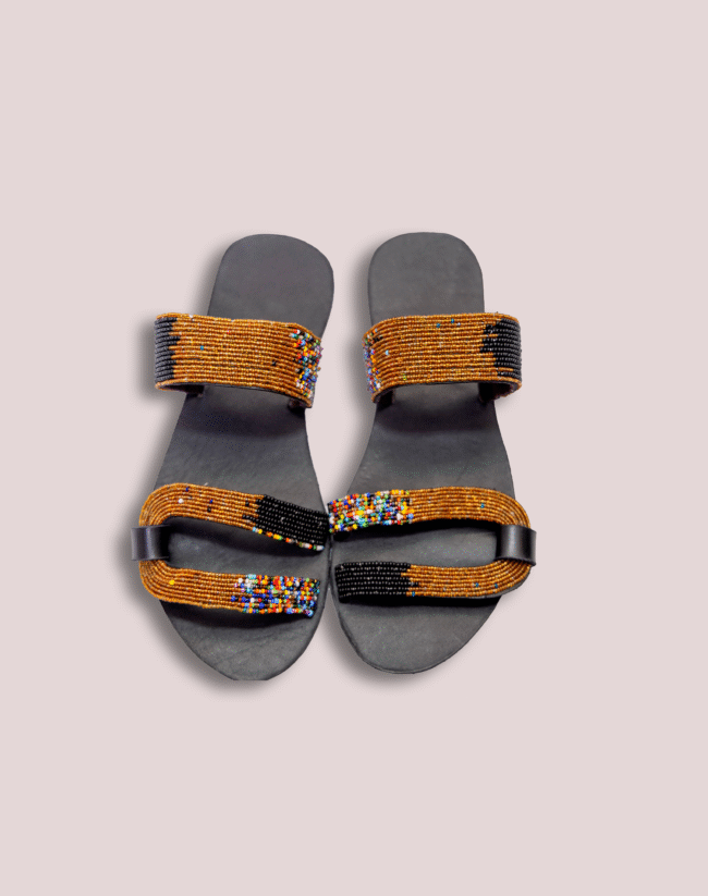 Golden Horizon Leather Bead Footwear - Image 5
