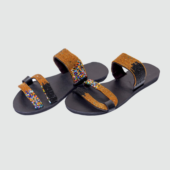 Golden Horizon Leather Bead Footwear - Image 3