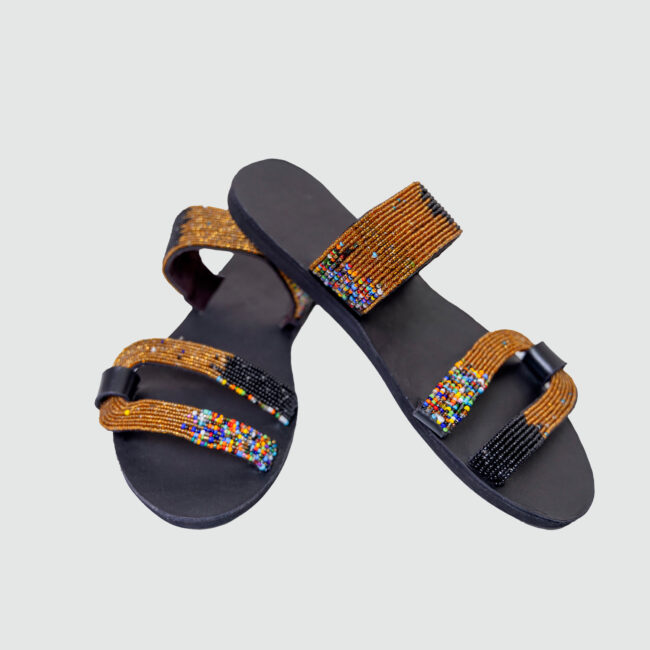 Golden Horizon Leather Bead Footwear - Image 4