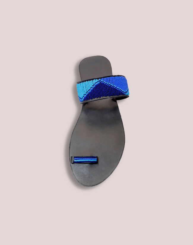 Pampered feet blue leather glass bead Footwear - Image 5