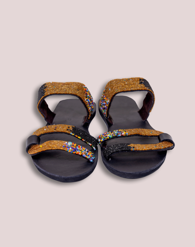 Golden Horizon Leather Bead Footwear - Image 2