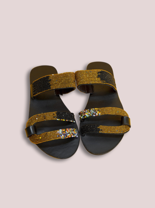 Golden Horizon Leather Bead Footwear
