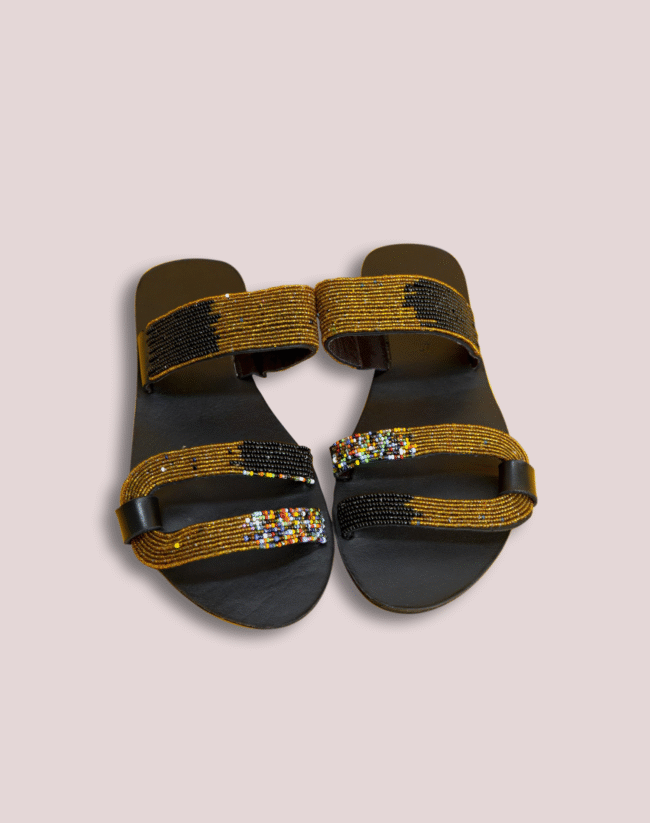Golden Horizon Leather Bead Footwear