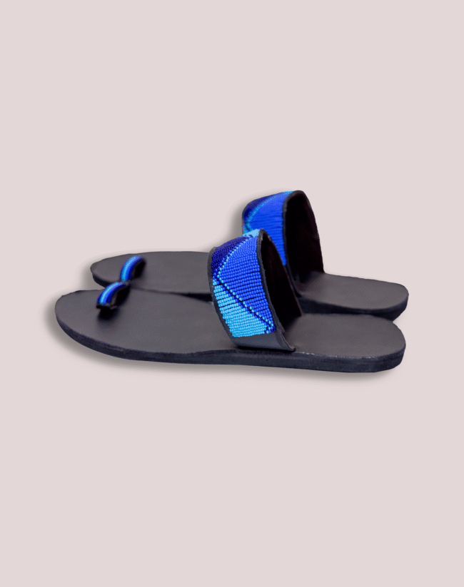Pampered feet blue leather glass bead Footwear - Image 3