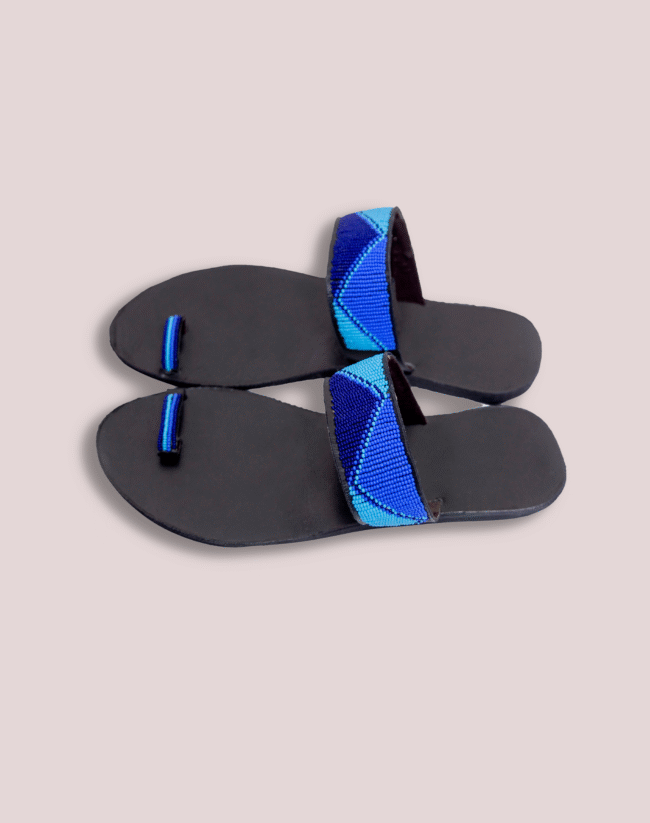 Pampered feet blue leather glass bead Footwear - Image 4