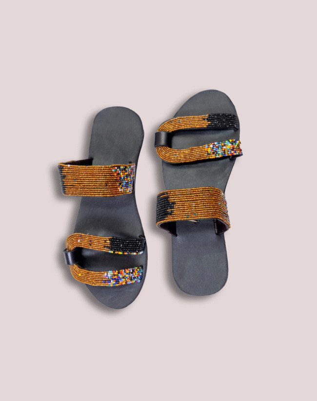 Golden Horizon Leather Bead Footwear - Image 6